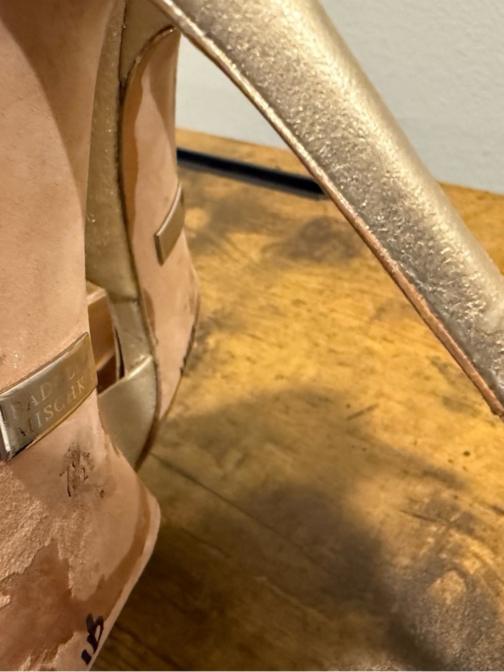 Repainted Badgley Mischka Gianna Champagne Embellished Open Toe Heels SZ 7.5 - Picture 3 of 5